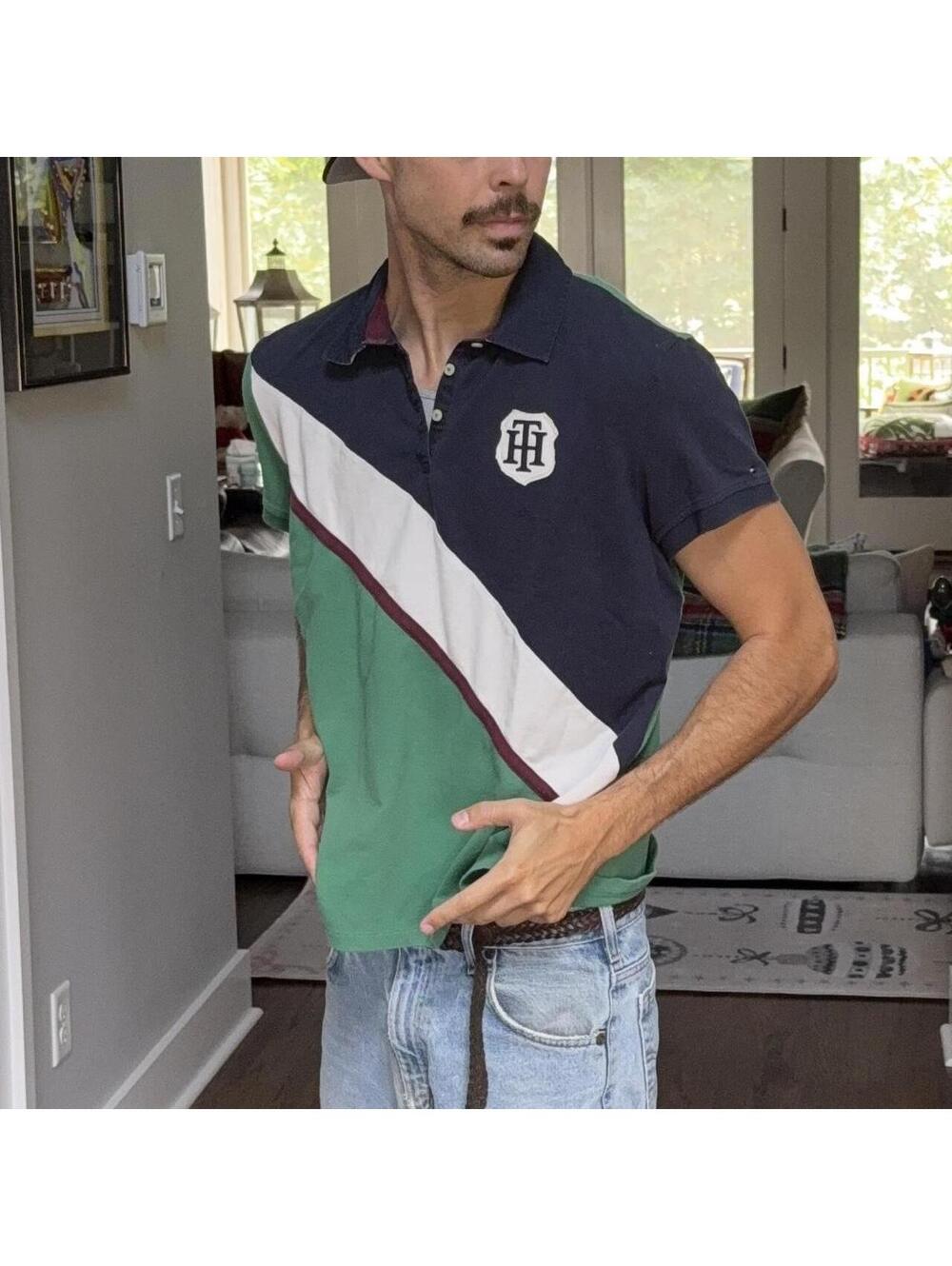 🌿 Tommy Hilfiger Colorblock Crest Rugby Polo